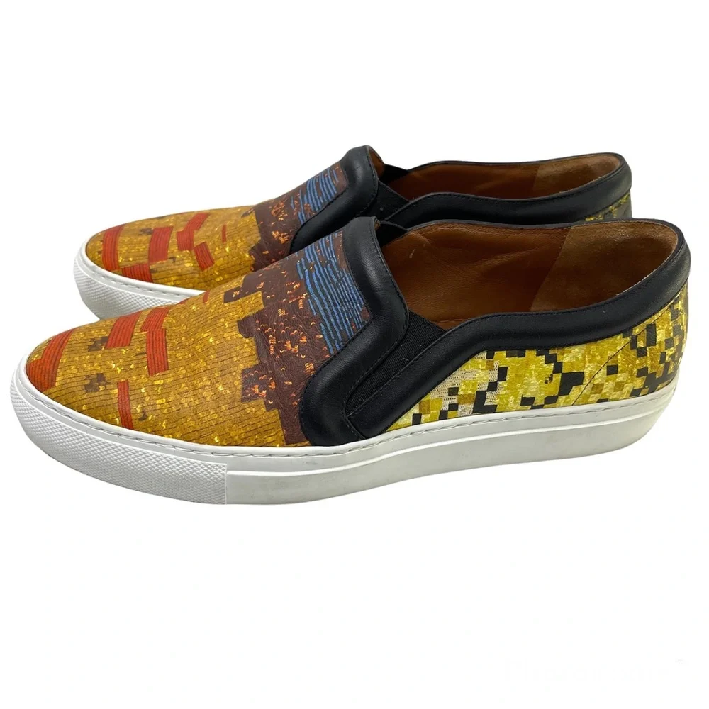 GIVENCHY Classic Slip On Mosaic Pixel Skate Sneakers Size 39 Made In Italy - Picture 2 of 15